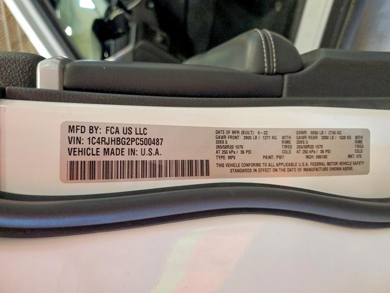 2023 Jeep Grand Cherokee მანქანა იყიდება აუქციონზე, vin: 1C4RJHBG2PC500487, აუქციონის ნომერი: 48943236
