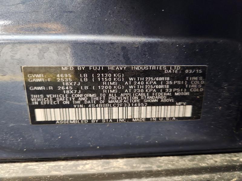 Aukcja sprzedaży 2015 Subaru Outback, vin: 4S4BSBLC2F3314952, numer aukcji: 48416526