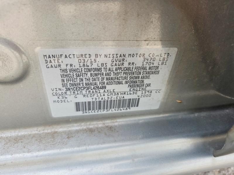 2015 Nissan Versa Note მანქანა იყიდება აუქციონზე, vin: 3N1CE2CP3FL426489, აუქციონის ნომერი: 49665386