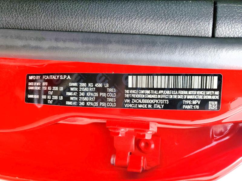 Aukcja sprzedaży 2019 Jeep Renegade, vin: ZACNJBBB0KPK70773, numer aukcji: 50960606