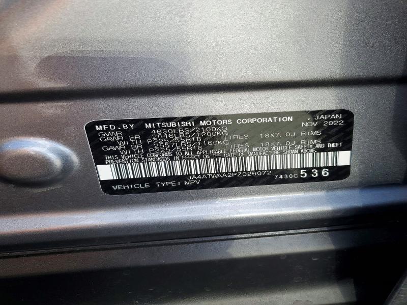 48966196 :رقم المزاد ، JA4ATWAA2PZ026072 vin ، 2023 Mitsubishi Eclipse Cross مزاد بيع