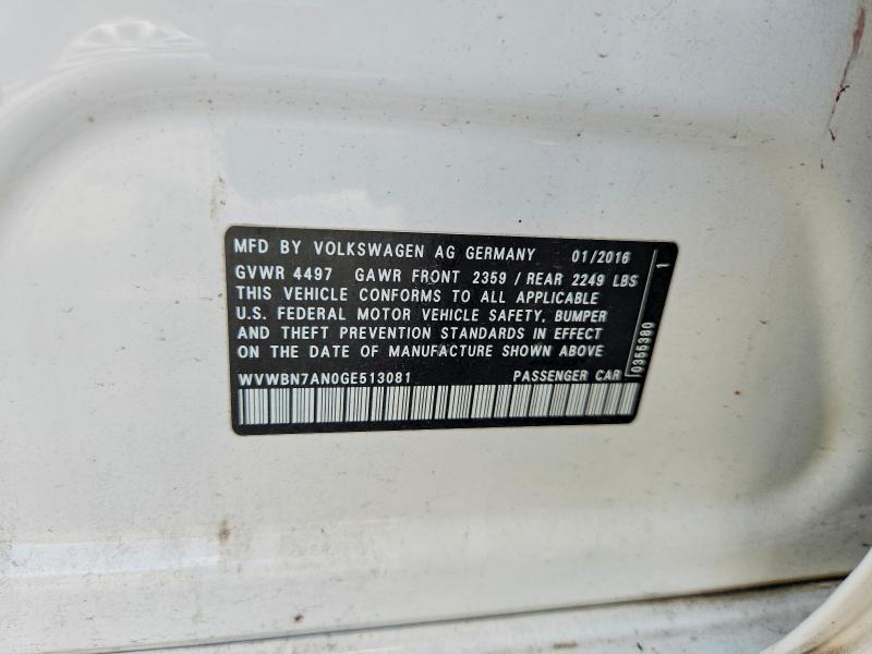 Продажа на аукционе авто 2016 Volkswagen Cc, vin: WVWBN7AN0GE513081, номер лота: 50696546