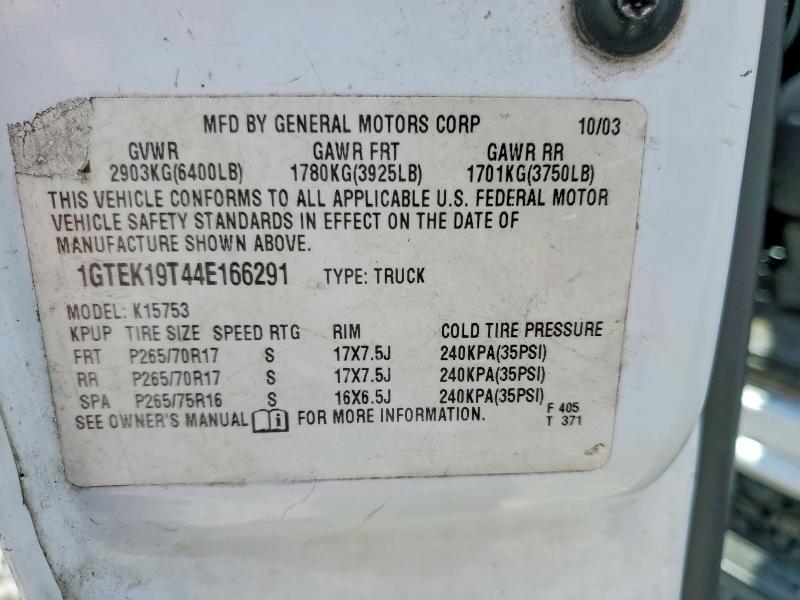 Продажа на аукционе авто 2004 Gmc New Sierra, vin: 1GTEK19T44E166291, номер лота: 50853946