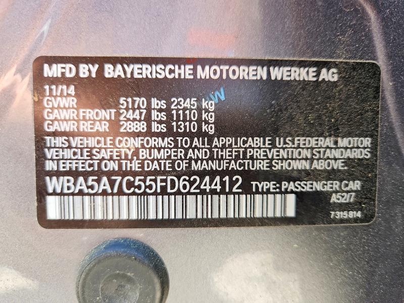 Aukcja sprzedaży 2015 Bmw 528, vin: WBA5A7C55FD624412, numer aukcji: 49202476