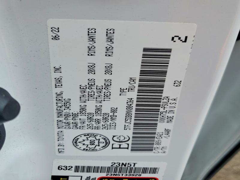 Продаж на аукціоні авто 2022 Toyota Tundra, vin: 5TFJC5DB8NX004364, номер лоту: 47775846