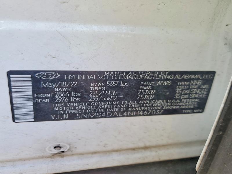 Продажа на аукционе авто 2022 Hyundai Santa Fe, vin: 5NMS4DAL4NH467037, номер лота: 50445446
