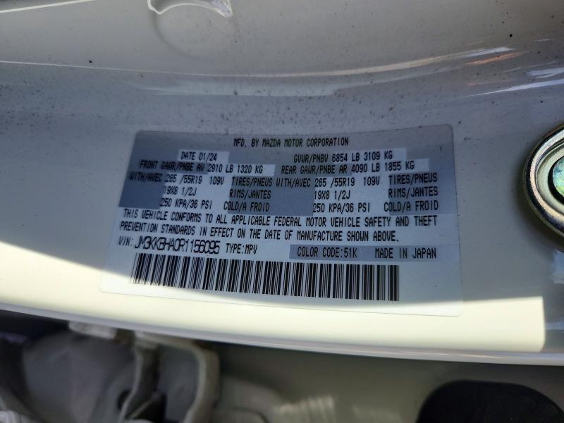 50597536 :رقم المزاد ، JM3KKBHA0R1156095 vin ، 2024 Mazda Cx-90 مزاد بيع
