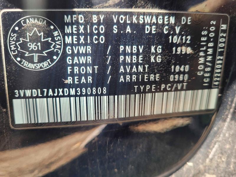 50773016 :رقم المزاد ، 3VWDL7AJXDM390808 vin ، 2013 Volkswagen Jetta مزاد بيع