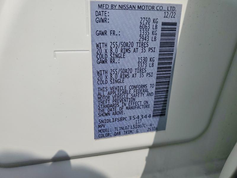 Aukcja sprzedaży 2023 Infiniti Qx60, vin: 5N1DL1FS8PC354344, numer aukcji: 48783776
