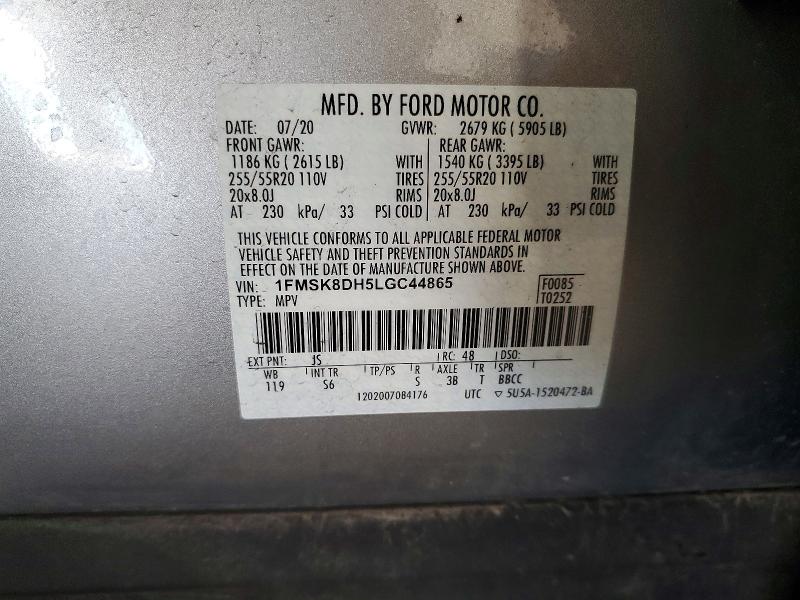 Aukcja sprzedaży 2020 Ford Explorer, vin: 1FMSK8DH5LGC44865, numer aukcji: 50528386