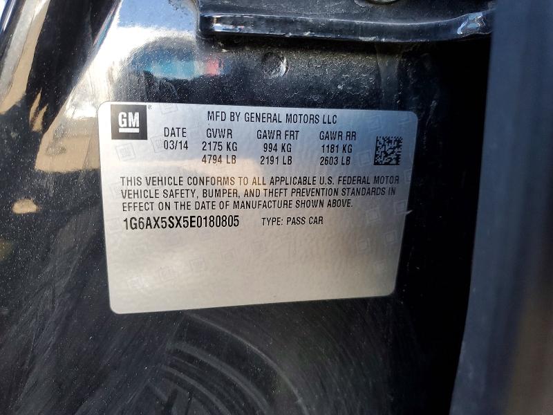 48748036 :رقم المزاد ، 1G6AX5SX5E0180805 vin ، 2014 Cadillac Cts مزاد بيع