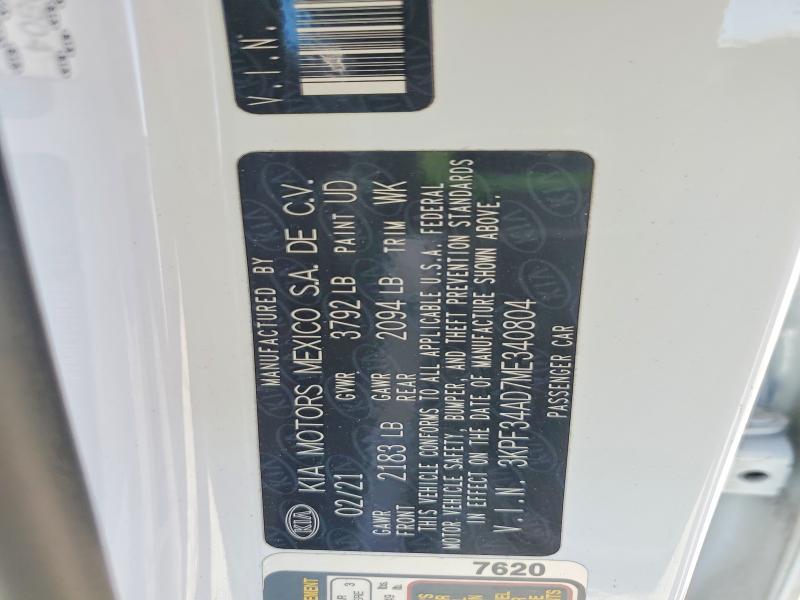 Продажа на аукционе авто 2021 Kia Forte, vin: 3KPF34AD7ME340804, номер лота: 51653616