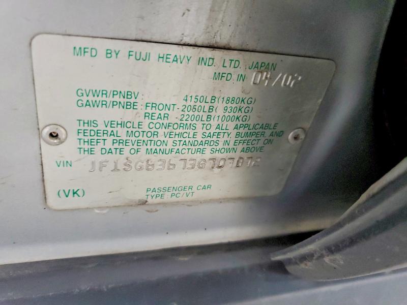 Auction sale of the 2003 Subaru Forester, vin: JF1SG63673G707072, lot number: 51470526