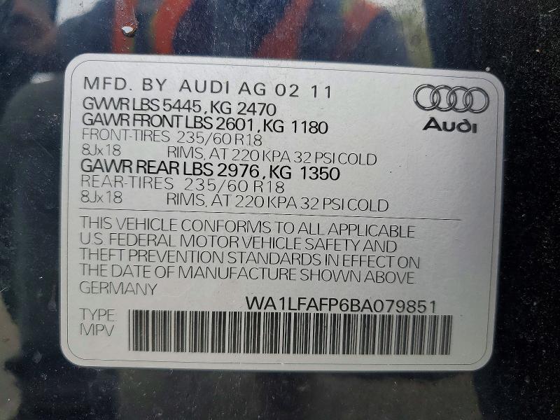 Aukcja sprzedaży 2011 Audi Q5, vin: WA1LFAFP6BA079851, numer aukcji: 51610996