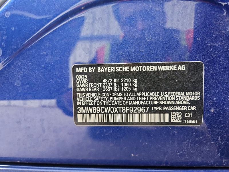50723246 :رقم المزاد ، 3MW89CW0XT8F92967 vin ، 2026 Bmw 330xi مزاد بيع