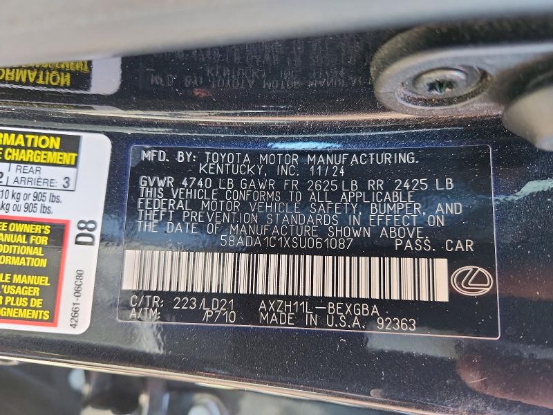 Продаж на аукціоні авто 2025 Lexus Es 300h, vin: 58ADA1C1XSU061087, номер лоту: 51886696
