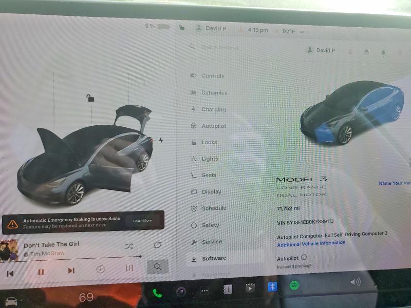 Продажа на аукционе авто 2019 Tesla Model 3, vin: 5YJ3E1EB0KF389113, номер лота: 49502346
