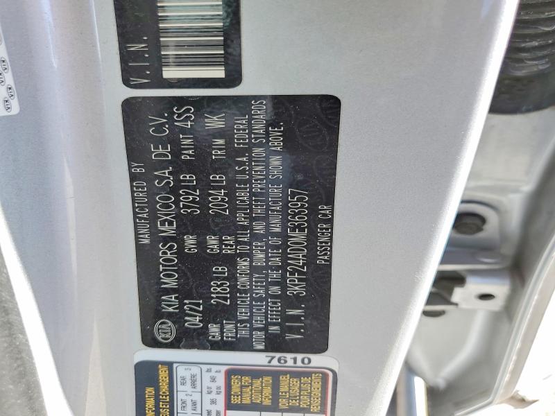 49163186 :رقم المزاد ، 3KPF24AD0ME363957 vin ، 2021 Kia Forte مزاد بيع