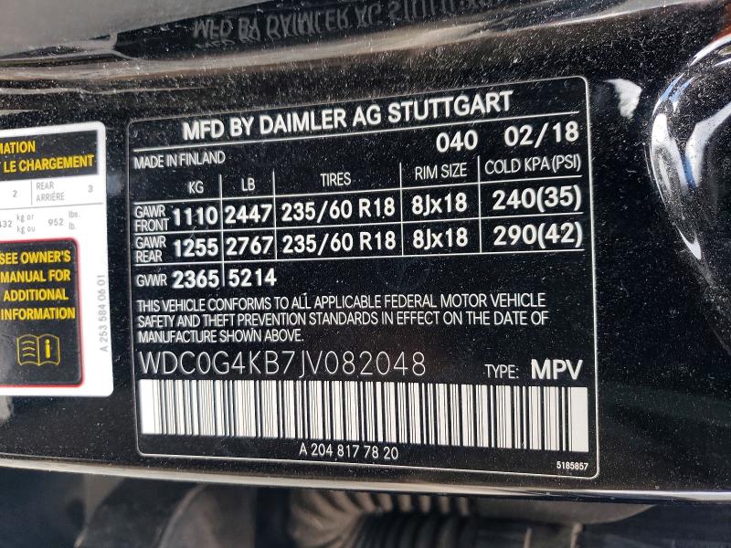 2018 Mercedes-benz Glc მანქანა იყიდება აუქციონზე, vin: WDC0G4KB7JV082048, აუქციონის ნომერი: 48941506