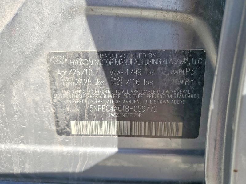50081206 :رقم المزاد ، 5NPEC4AC1BH059772 vin ، 2011 Hyundai Sonata مزاد بيع