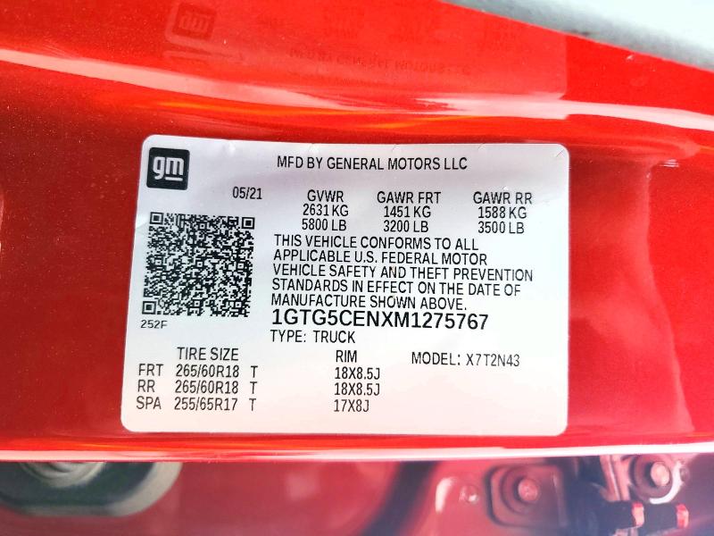 Продажа на аукционе авто 2021 Gmc Canyon, vin: 1GTG5CENXM1275767, номер лота: 48301936