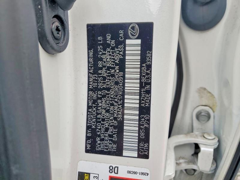 2024 Lexus Es 300h მანქანა იყიდება აუქციონზე, vin: 58ADA1C17RU040918, აუქციონის ნომერი: 51126646