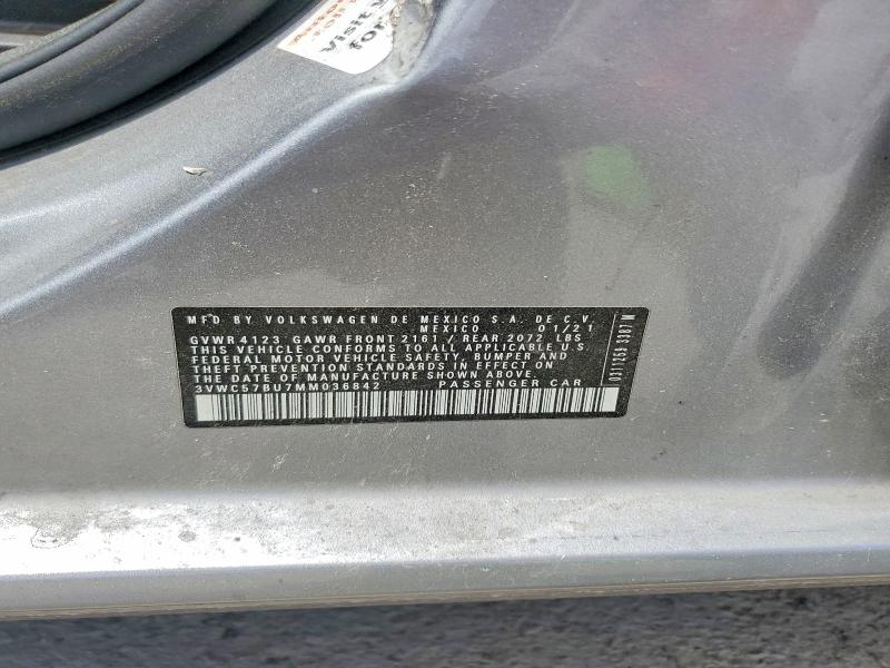 Aukcja sprzedaży 2021 Volkswagen Jetta, vin: 3VWC57BU7MM036842, numer aukcji: 51182426