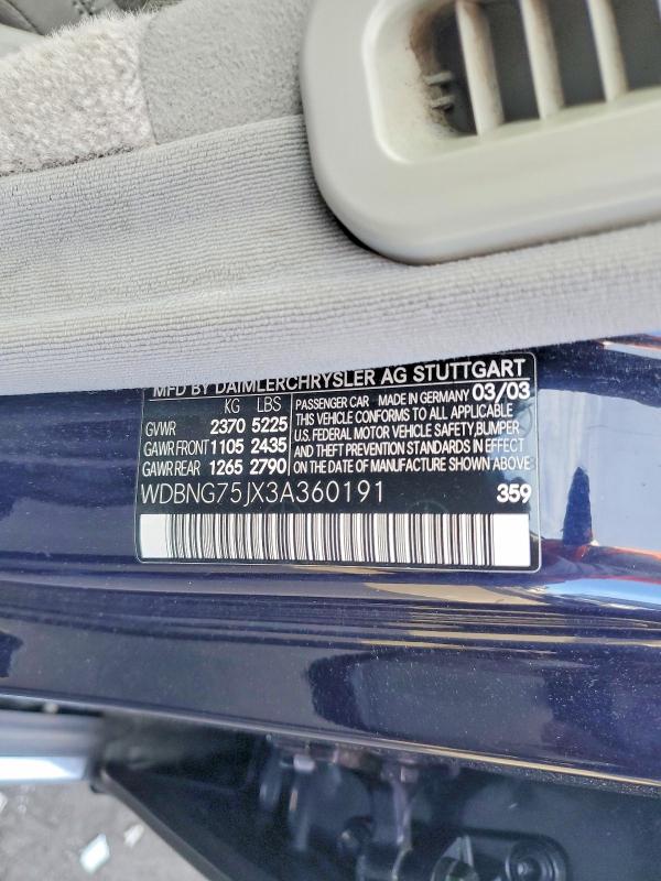 Продажа на аукционе авто 2003 Mercedes-benz S, vin: WDBNG75JX3A360191, номер лота: 50297716