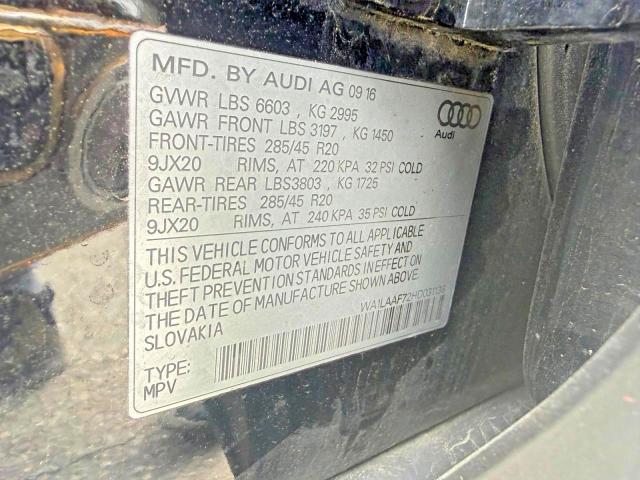 Aukcja sprzedaży 2017 Audi Q7, vin: WA1LAAF72HD031138, numer aukcji: 50727456