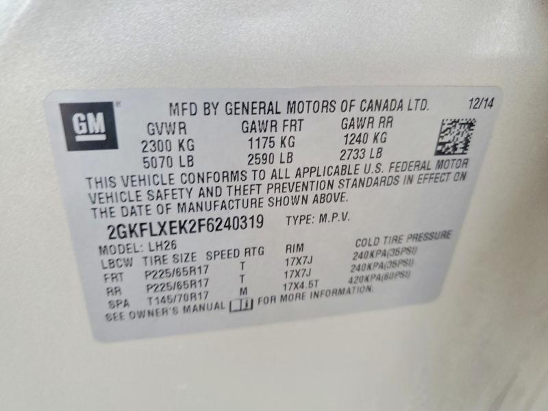 2015 Gmc Terrain მანქანა იყიდება აუქციონზე, vin: 2GKFLXEK2F6240319, აუქციონის ნომერი: 48409056