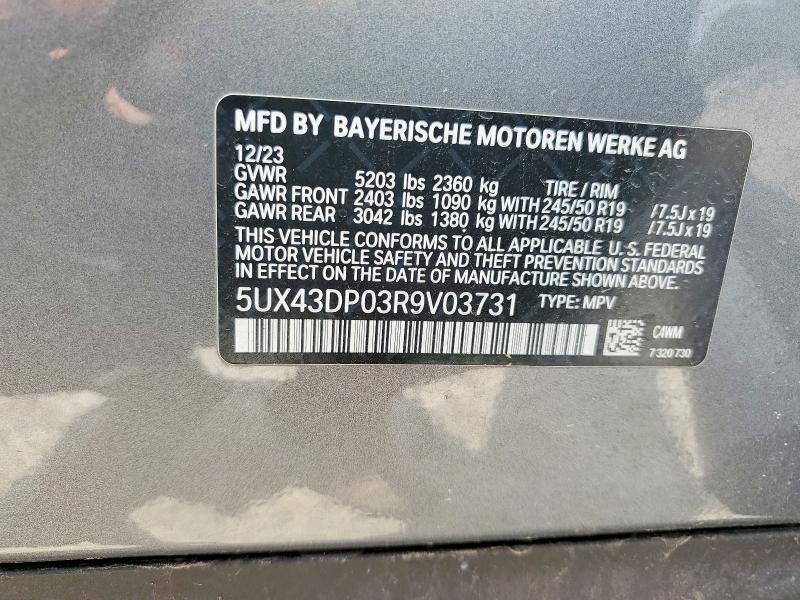 Продажа на аукционе авто 2024 Bmw X3, vin: 5UX43DP03R9V03731, номер лота: 54998646
