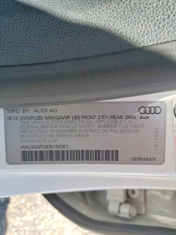2013 Audi A7 მანქანა იყიდება აუქციონზე, vin: WAU3GAFC8DN150301, აუქციონის ნომერი: 50861526