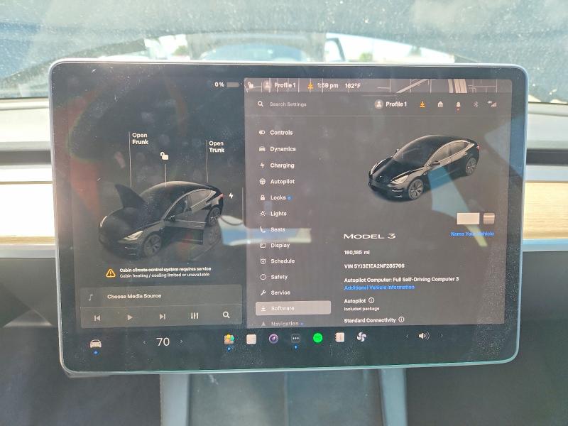 50973286 :رقم المزاد ، 5YJ3E1EA2NF285766 vin ، 2022 Tesla Model 3 مزاد بيع