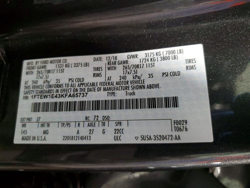 Aukcja sprzedaży 2019 Ford F150, vin: 1FTEW1E43KFA65737, numer aukcji: 51025216