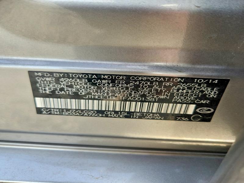 49637116 :رقم المزاد ، JTHCE1BL1FA001381 vin ، 2015 Lexus Gs مزاد بيع