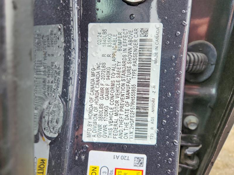 2024 Honda Civic მანქანა იყიდება აუქციონზე, vin: 2HGFE2F57RH555855, აუქციონის ნომერი: 51260256