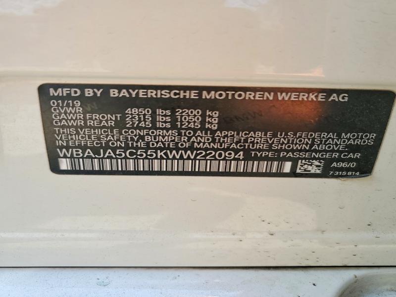 Продаж на аукціоні авто 2019 Bmw 530, vin: WBAJA5C55KWW22094, номер лоту: 50429206