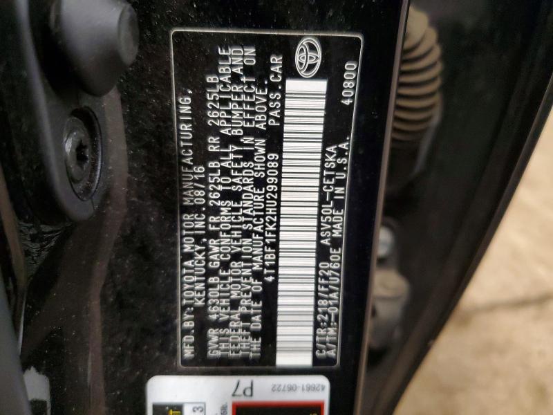 52017546 :رقم المزاد ، 4T1BF1FK2HU299089 vin ، 2017 Toyota Camry مزاد بيع
