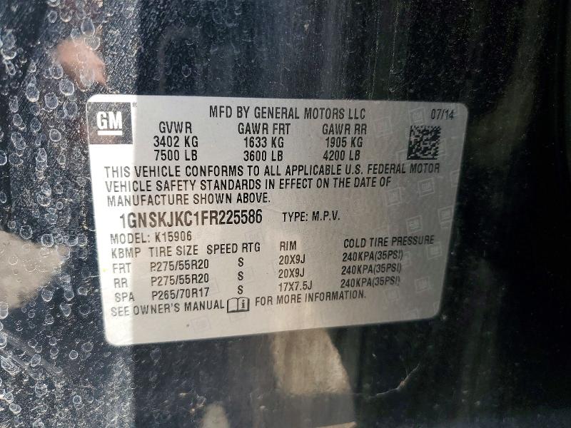 Aukcja sprzedaży 2015 Chevrolet Suburban, vin: 1GNSKJKC1FR225586, numer aukcji: 49062986