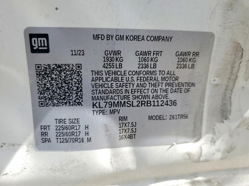 2024 Chevrolet Trailblazer მანქანა იყიდება აუქციონზე, vin: KL79MMSL2RB112436, აუქციონის ნომერი: 48908776
