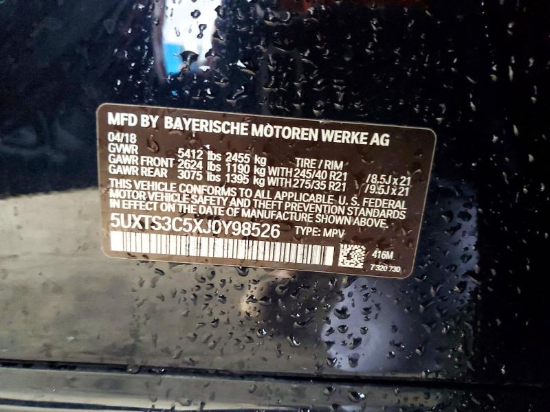 Aukcja sprzedaży 2018 Bmw X3, vin: 5UXTS3C5XJ0Y98526, numer aukcji: 50831796