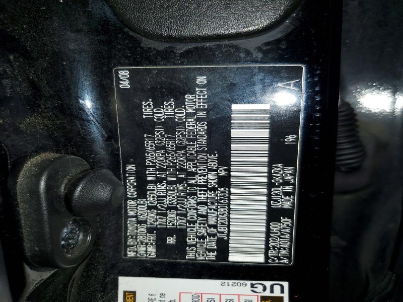 Aukcja sprzedaży 2008 Lexus Gx, vin: JTJBT20X380167308, numer aukcji: 50143336