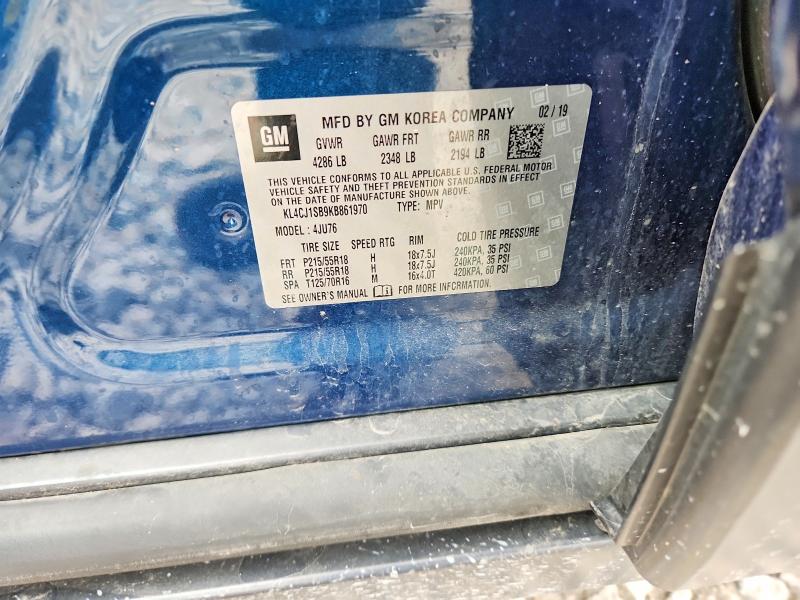 2019 Buick Encore მანქანა იყიდება აუქციონზე, vin: KL4CJ1SB9KB861970, აუქციონის ნომერი: 50935776