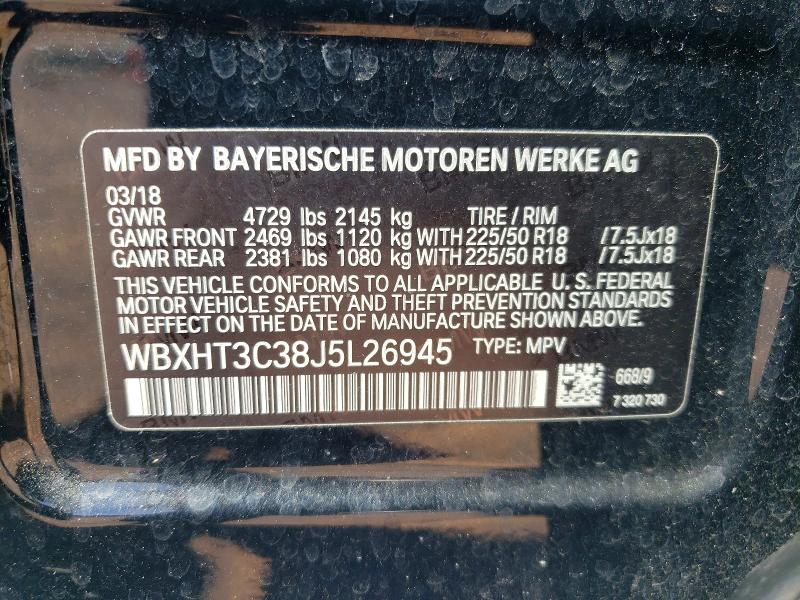 2018 Bmw X1 მანქანა იყიდება აუქციონზე, vin: WBXHT3C38J5L26945, აუქციონის ნომერი: 51239076