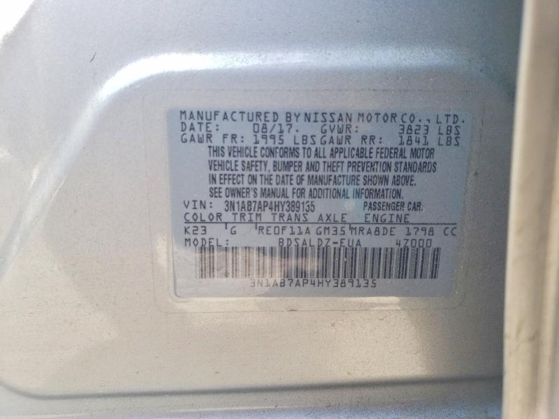 Aukcja sprzedaży 2017 Nissan Sentra, vin: 3N1AB7AP4HY389135, numer aukcji: 50224916