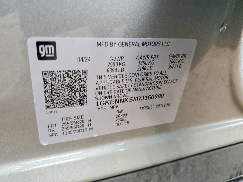 Aukcja sprzedaży 2024 Gmc Acadia, vin: 1GKENNKS8RJ166989, numer aukcji: 51504646