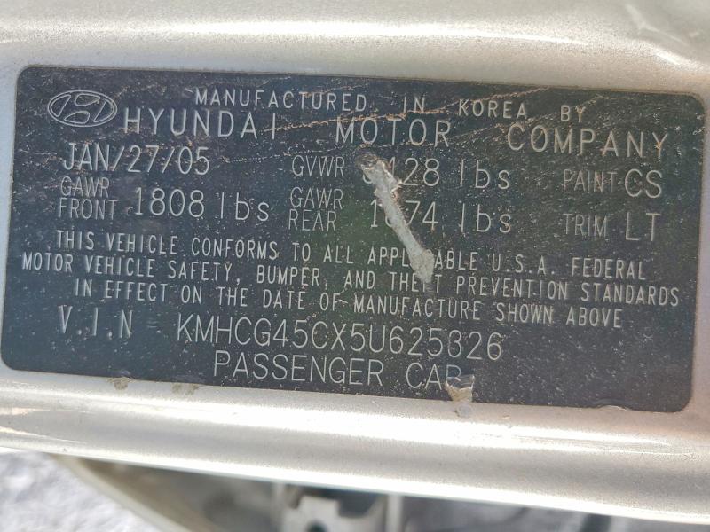 50641316 :رقم المزاد ، KMHCG45CX5U625326 vin ، 2005 Hyundai Accent مزاد بيع