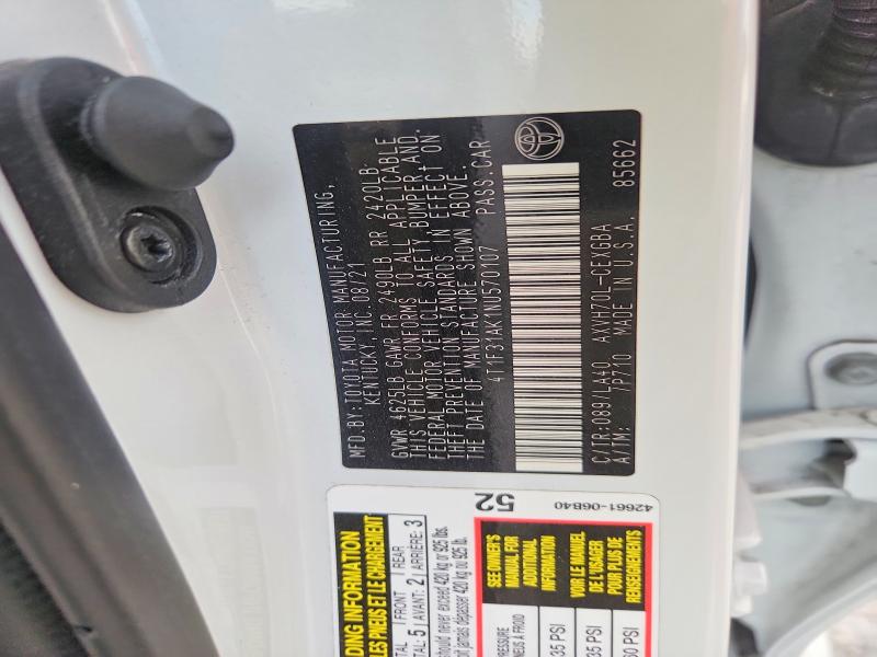 2022 Toyota Camry მანქანა იყიდება აუქციონზე, vin: 4T1F31AK1NU570107, აუქციონის ნომერი: 49517356