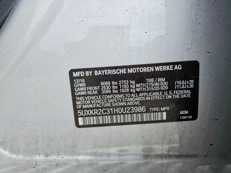 Aukcja sprzedaży 2017 Bmw X5, vin: 5UXKR2C31H0U23986, numer aukcji: 51470246