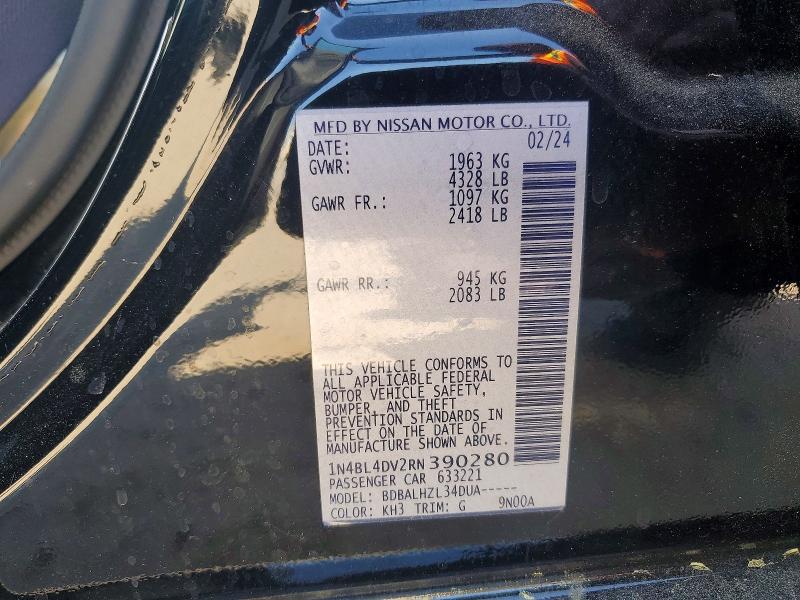 50355176 :رقم المزاد ، 1N4BL4DV2RN390280 vin ، 2024 Nissan Altima مزاد بيع